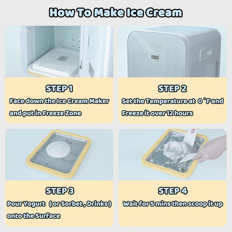 JoyMech Ice Cream Roll Maker Rolled Ice Cream Machine, Sweet Spot Pan, Instant Cold Plate, Ideal for Making Rolled Ice Cream Soft Serve Slushies Frozen Yogurt Sorbet and Gelato (Yellow) - Image 3